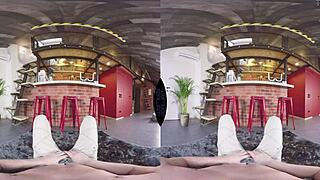 Brunette takes hardcore anal pounding right at the bar