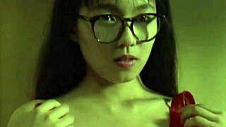 whoa nerd girl strips off then gets strapped for hardcore fucking!