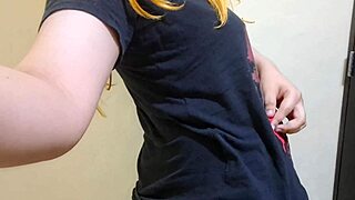 cute trans girl lactates milk from tits after dildo clamps punish nipples in vacuum machine