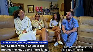 aria nicole blindfolded as human guinea pig takes forced hitachi orgasms from latex nurses