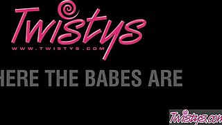 Petite maid Julia Ann teases her clit to orgasm behind the bar in sultry solo play