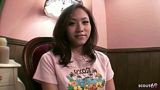 hey asian teen, watch her masturbate then swallow first cum