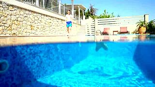 mona blue rides stepbrother's cock poolside deepthroat cumshot