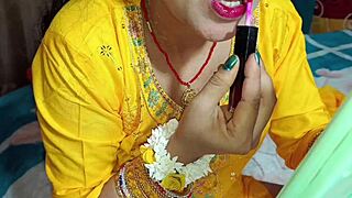 Indian bhabhi teases stepbro with flirty blowjob Hindi chat