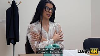 massage girl shows off perfect body in rough office sex interview