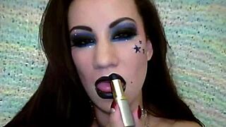 simone's sexy fetish shines with that black lipstick kiss