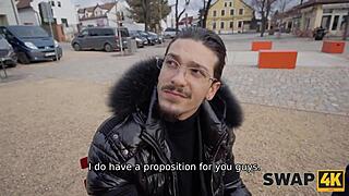 Morning walk with swingers couple turns into wild wife swap threesome