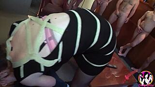 Damn this short-haired brunette slut handles hardcore anal gangbang like a pro?