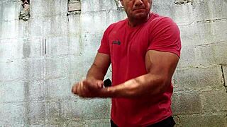 Yuri Gaúcho Brazilian Bear Strokes Huge Cock to Massive Cumload