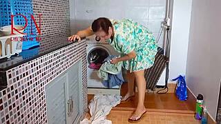 😍 kinky curvy housewife pussy devoured in washing machine then dominated hard full laundry vid