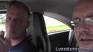 british tattooed skank in stockings gets hardcore nailed by group in threesome handjob action