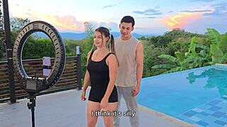 you watching me fuck my stepsister's tight pussy doggystyle outdoors while stepmom's gone? bent over riding deepthroat cum in mouth cowgirl missionary