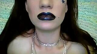 simone's sexy fetish shines with that black lipstick kiss