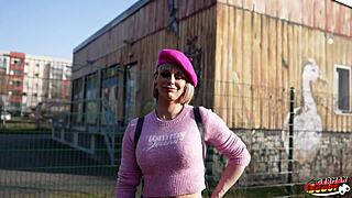 GERMAN SCOUT picks up french blonde endy with huge clit n tits for rough casting fuck