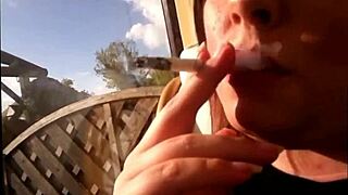sexy bbw tina snua smokes cork cigarette with deep inhales double pumps and nose exhales