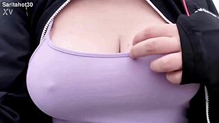 you can't stop staring at rocío's big tits on her morning outdoor walk
