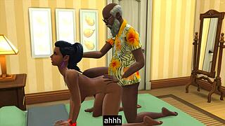 Stepdaughter walks in on naked stepdad and sucks his cock to cheer him up in taboo desi fuck?