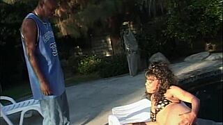 young black cheerleader girlfriend licks and rides interracial cock cowgirl outdoors