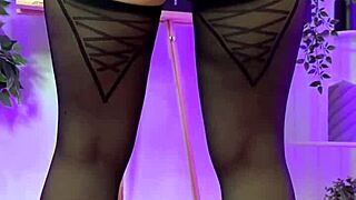 giulia shock slips into 20 den nylons at the club, teasing with her curvy teacher feet and heels