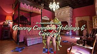 Granny Carmen unwraps juicy creampie for Christmas in July homemade fun