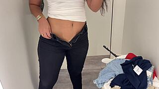 horny brazilian teen fingers wet pussy solo in fitting room 😈💦