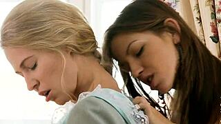 two angels tease each other sliding dildo deep inside