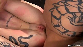 Bound Tattoo Slut! Deepthroat Anal BDSM Slave Pounding