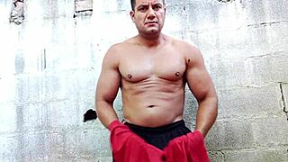 Yuri Gaúcho Brazilian Bear Strokes Huge Cock to Massive Cumload