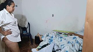 super horny colombian stepmom with fat ass seduces stepson for pov blowjob and hard fuck while hubby's away