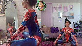 dude my petite latina girlfriend in spiderman cosplay gives the full experience riding me vol 47