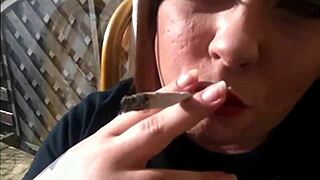 sexy bbw tina snua smokes cork cigarette with deep inhales double pumps and nose exhales