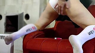 fucked stepmom's shaved pussy doggystyle outdoors in her dirty peed white panties