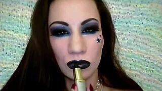 simone's sexy fetish shines with that black lipstick kiss