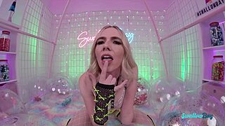 big tits blonde rebel rhyder bends over teasing monster cock for sloppy ass fuck