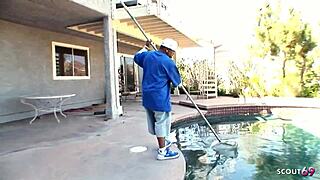 white cougar wife craves black midget's huge cock for sneaky interracial ride 🔥🍫