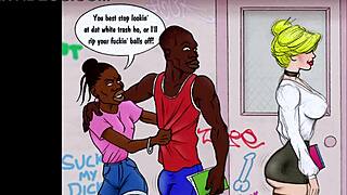 raw white teacher slut takes big black cock in hairy pussy and ass