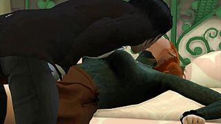 Chubby Nerd's Big Tits and Ass Licked by Sims 4 Vampire in Seductive Cunni Kiss Fest