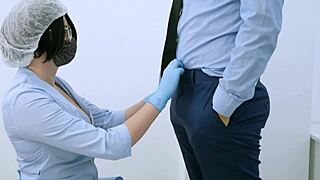 NURSE TESTS HUGE DICK WITH PROSTATE MASSAGE GLOVES FOR SPERM SAMPLE