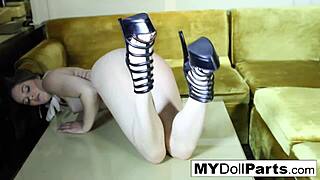 sexy lingerie bombshell gabriella strips to nude stockings fetish