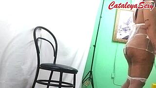 big ass model poses then sucks cock in lingerie