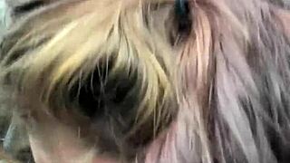 Street hooker deepthroats customer cock bareback in car then swallows all cum after public blowjob