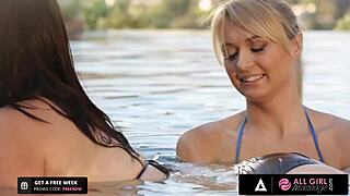 Hairy Pussy Eaten Hard by Coach After Oiled Jelena Jensen's Bikini Massage