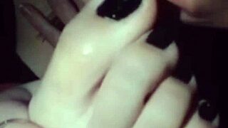 black nail polish on these sexy polish lesbian feet for self worship 😍👣