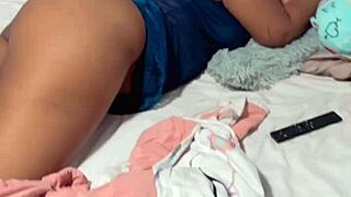 stepbro wakes sis early for rough creampie pussy fill on juicy tits