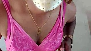 Indian CD Lara Dsouza Teases In Pink Satin Nighty Anal Play