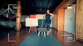 DOMINATRIX MISTRESS APRIL tortures her BOUND LATEX SLAVE with electro play