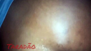 Moaning ebony takes thick cock in ass