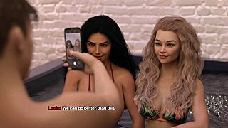 MY BIMBO DREAM 41 has this hot latina bimbo jerking double cocks in the jacuzzi