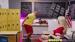 The college coach hooks up with two crossdressing trans students after hours