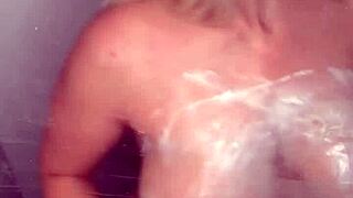 hey, check out blondie shower dildo play with doggy blowjob and cowgirl riding